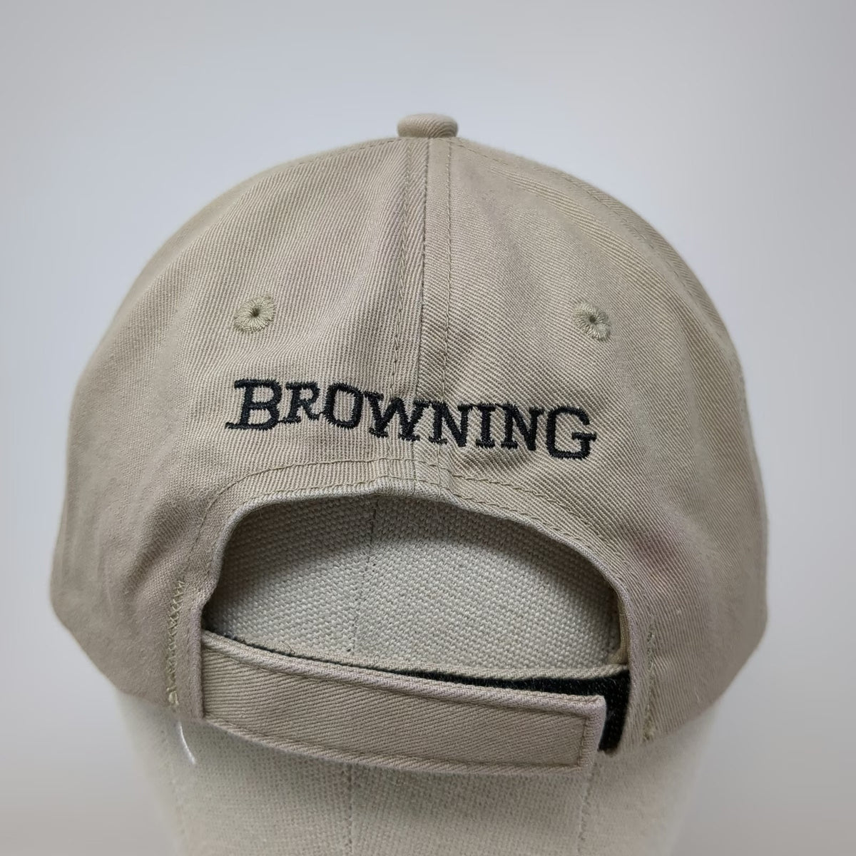 Browning Baseball Cap Beige One Size Buckmark Camo Patch Logo Strapback Hat