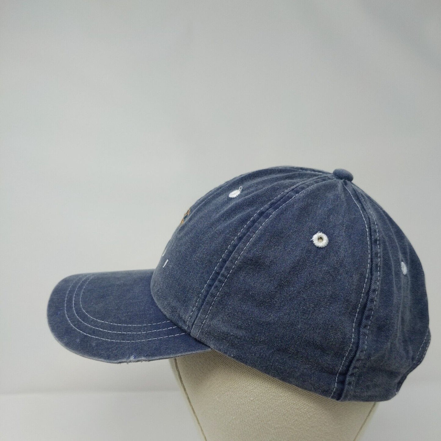 MAUI Slideback Hat Blue OSFA Adjustable Embroidered Vented Holes 6 Panel Cotton