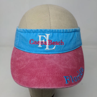 Lucky 7 Women's Strapback Hat Blue Pink Embroidered Cocoa Beach Florida Logo