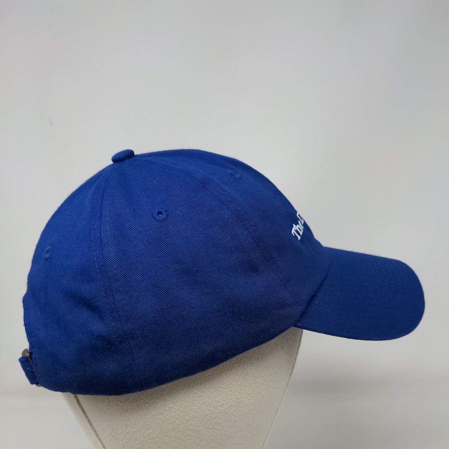 The Dusty Dolphin Slideback Hat Blue OSFA Adjustable 6 Panel Vent Holes