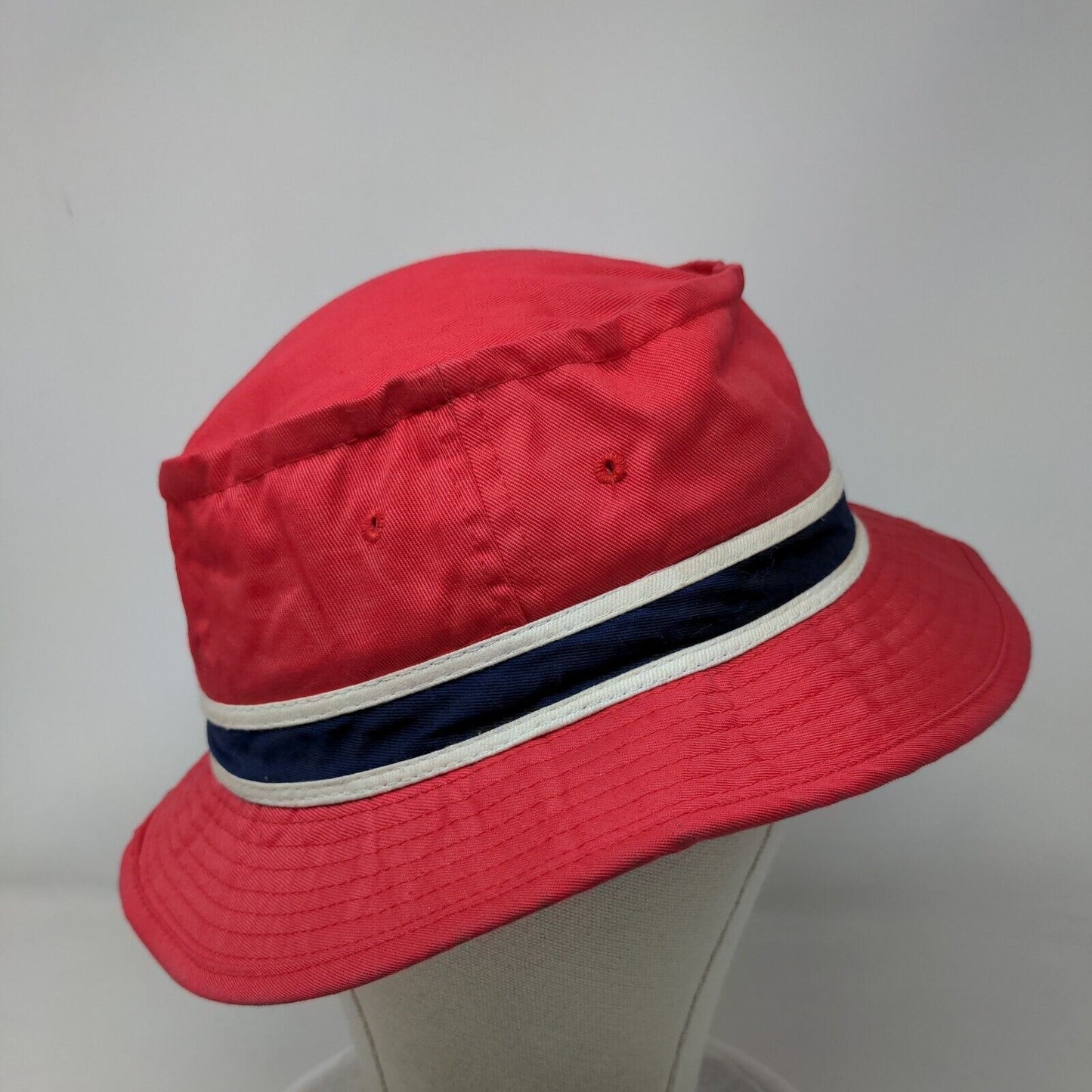 Paris Bucket Hat Red Small Striped Vent Holes Lined Outdoor Cotton