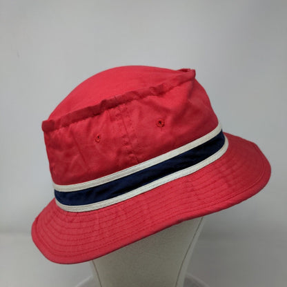 Paris Bucket Hat Red Small Striped Vent Holes Lined Outdoor Cotton