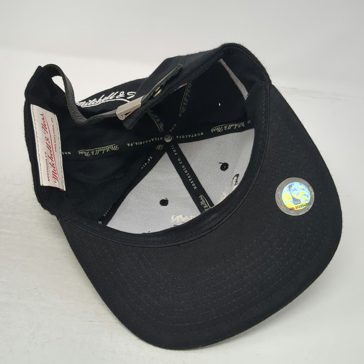Brooklyn Nets NBA Mitchell & Ness Black One Size Hat Cap Flat Brim Slideback