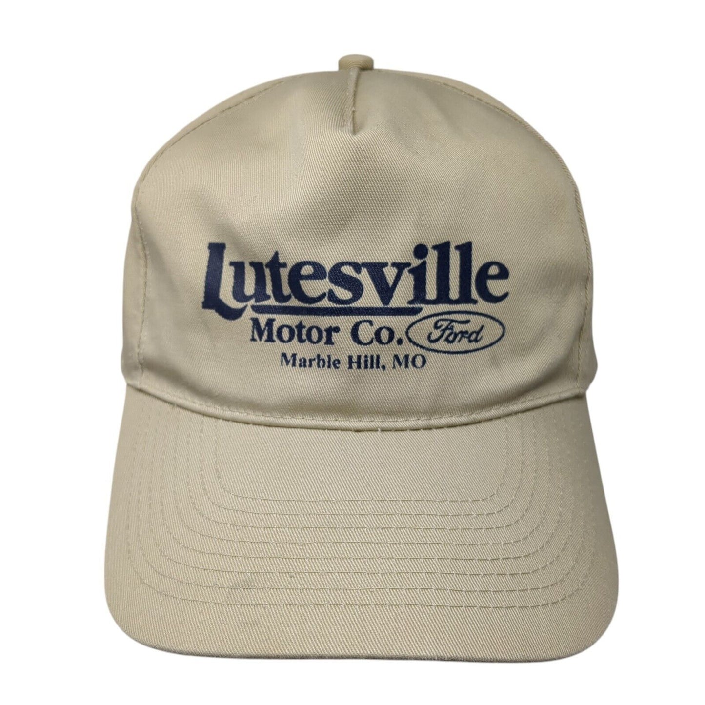 Lutesville Motor Co Ford Snapback Hat Tan OS Adjustable Vented Holes Otto