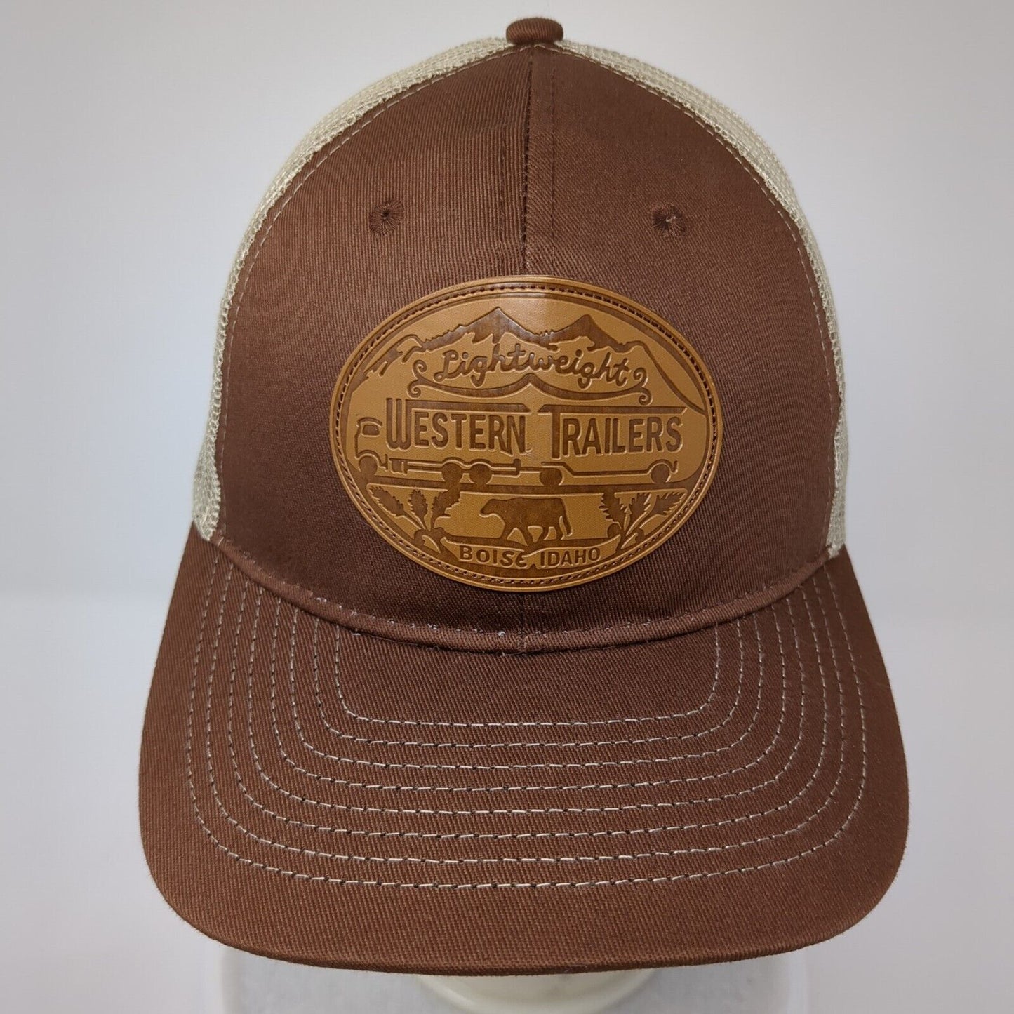 Western Trailers Boise ID Snapback Trucker Hat Brown One Size Mesh Back
