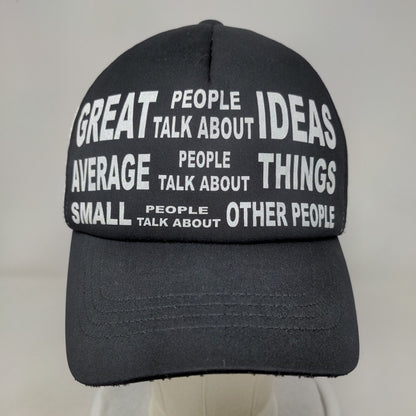 Great People Talk About Ideas Trucker Hat Black One Size Adjustable Mesh Back