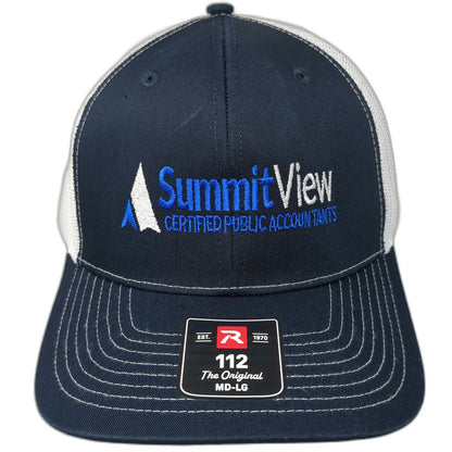 Richardson Trucker Hat Blue White L Summit View CPA Mesh Snapback Logo