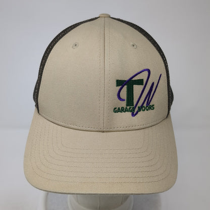 TW Garage Doors Fitted Trucker Hat Brown XL Embroidered Mesh Back Richardson