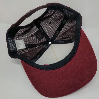 Happy Camper Snapback Trucker Hat Red OSFA Mesh Back Outdoor Research