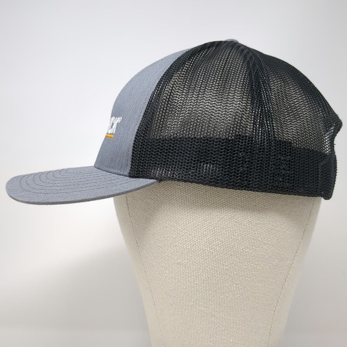 Pacific Headwear Trucker Hat Gray Black One Size Merrick Logo Mesh Snapback Cap