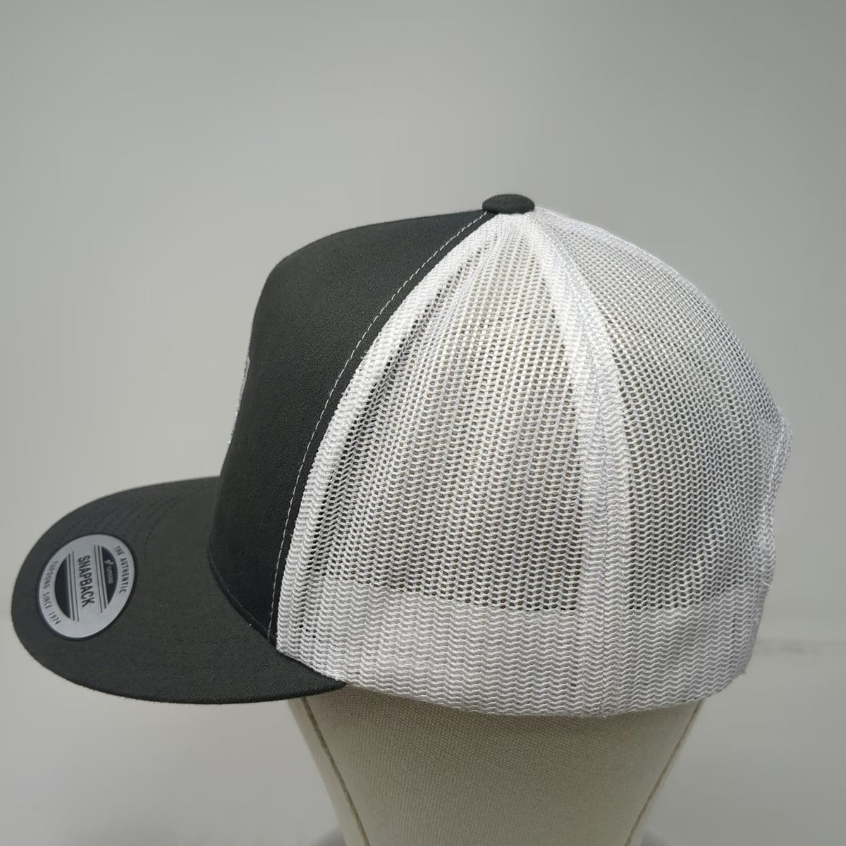 Yupoong Trucker Hat Gray OSFM Owyhee Environmental Mesh Back Flat Brim Snapback