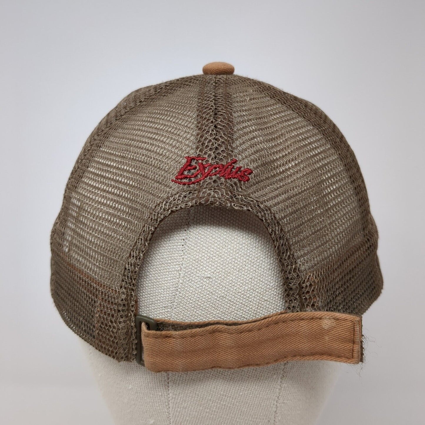 Explus Cross Strapback Trucker Hat Brown OS Adjustable Mesh Back Distressed