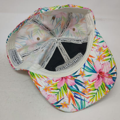 Global Sun Baseball Cap White OSFM Tropical Floral Orlando Patch Strapback Hat