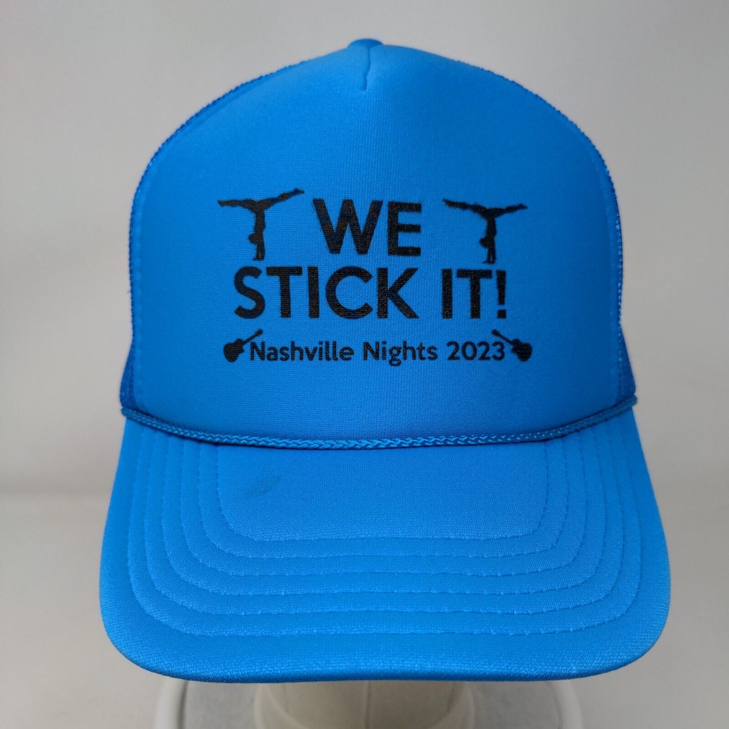 We Stick It Nashville Nights 2023 Mesh Back Rope Trucker Hat Blue OSFM Otto