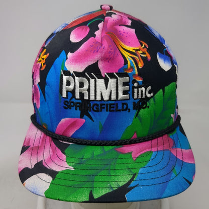 Prime Inc 5 Panel Black Floral Hat One Size Snapback Rope Springfield MO Logo