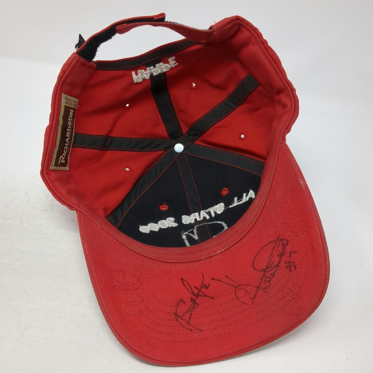 Richardson Baseball Cap Red OS All Stars 2000 SN Logo Signed Brim Hat Vintage