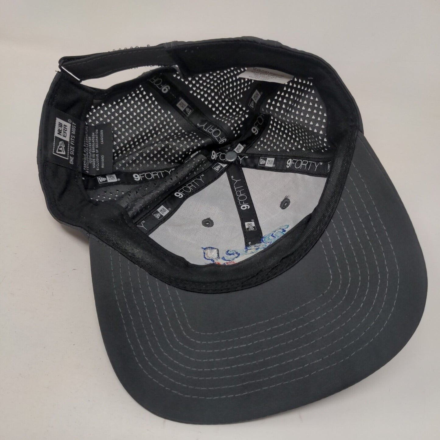 Rec N Roll Strapback Hat Gray OSFM Embroidered Laser Cut New Era 9Forty