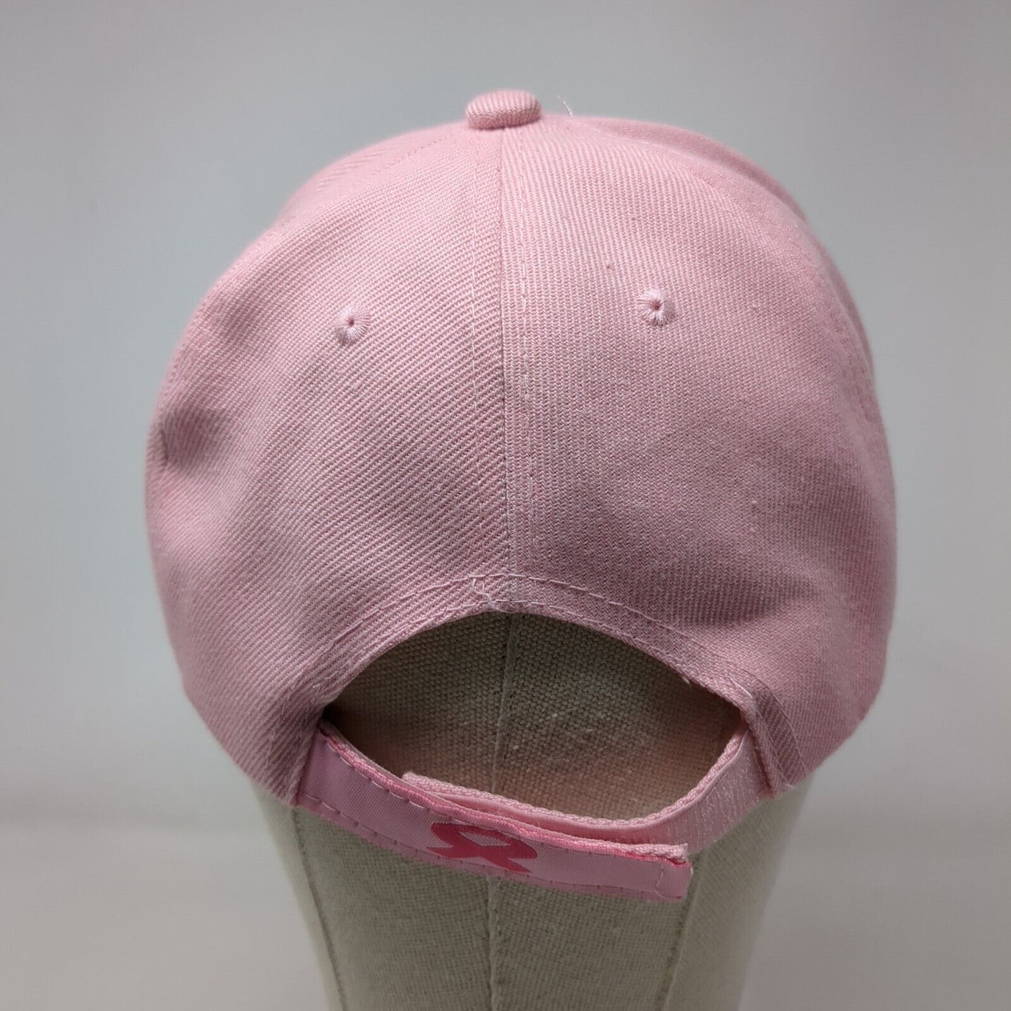 Pink Ribbon Strapback Hat Pink OSFM Embroidered Breast Cancer Awareness