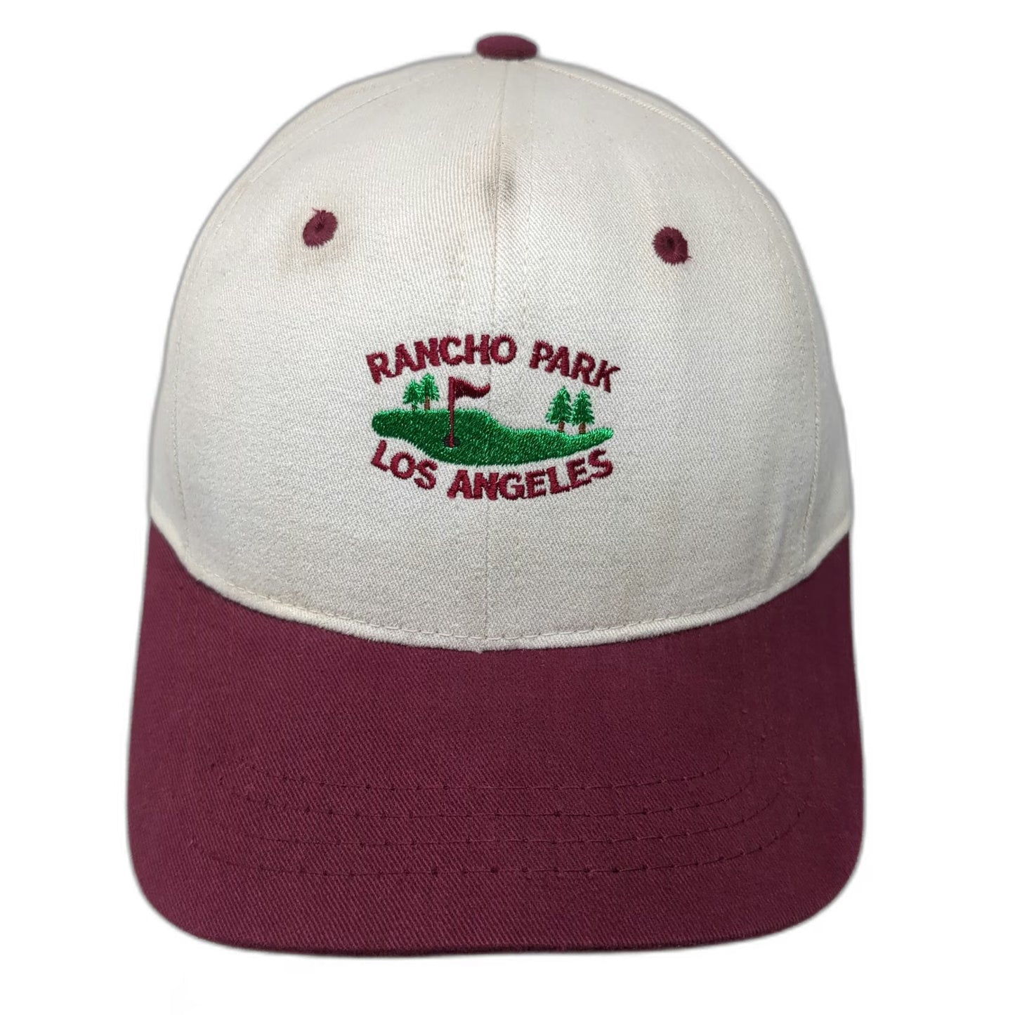 Cali Fame Baseball Cap White Red OS Rancho Park Los Angeles Golf Made in USA