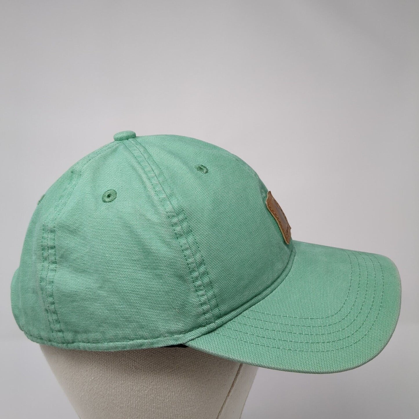 Carhartt Strapback Hat Green One Size Adjustable Leather Patch 6 Panel