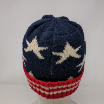 Stars & Stripes Beanie Hat Multicolor One Size Stretch Knitted Patriotic
