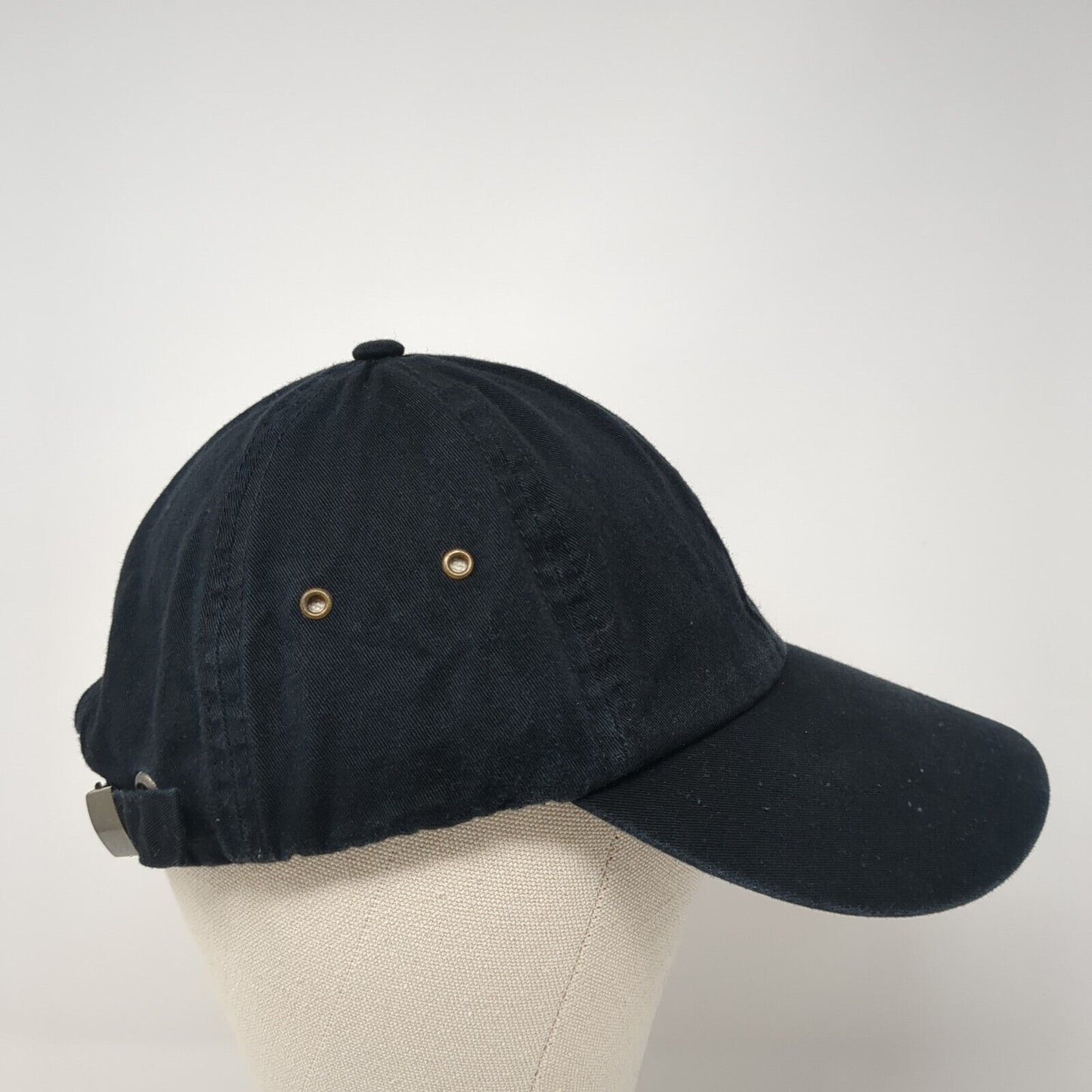 Anvil Slideback Hat Black One Size Solid Adjustable Vent Holes Blank