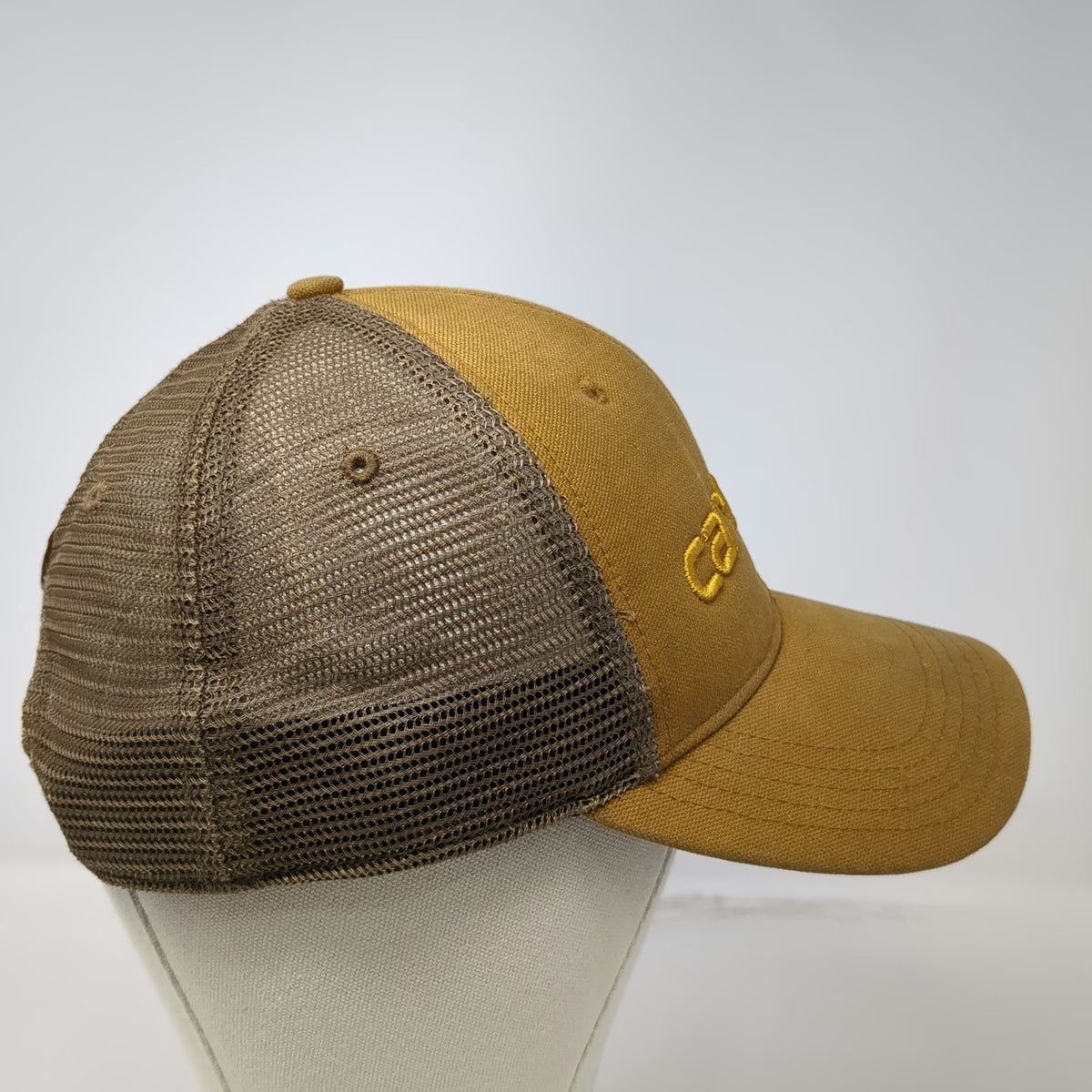 Carhartt Trucker Hat Brown One Size Mesh Back Snapback Embroidered Logo Workwear