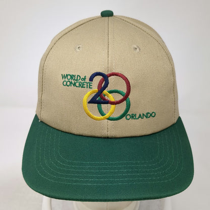 World of Concrete Orlando Beige Green Snapback Hat One Size Embroidered Twill