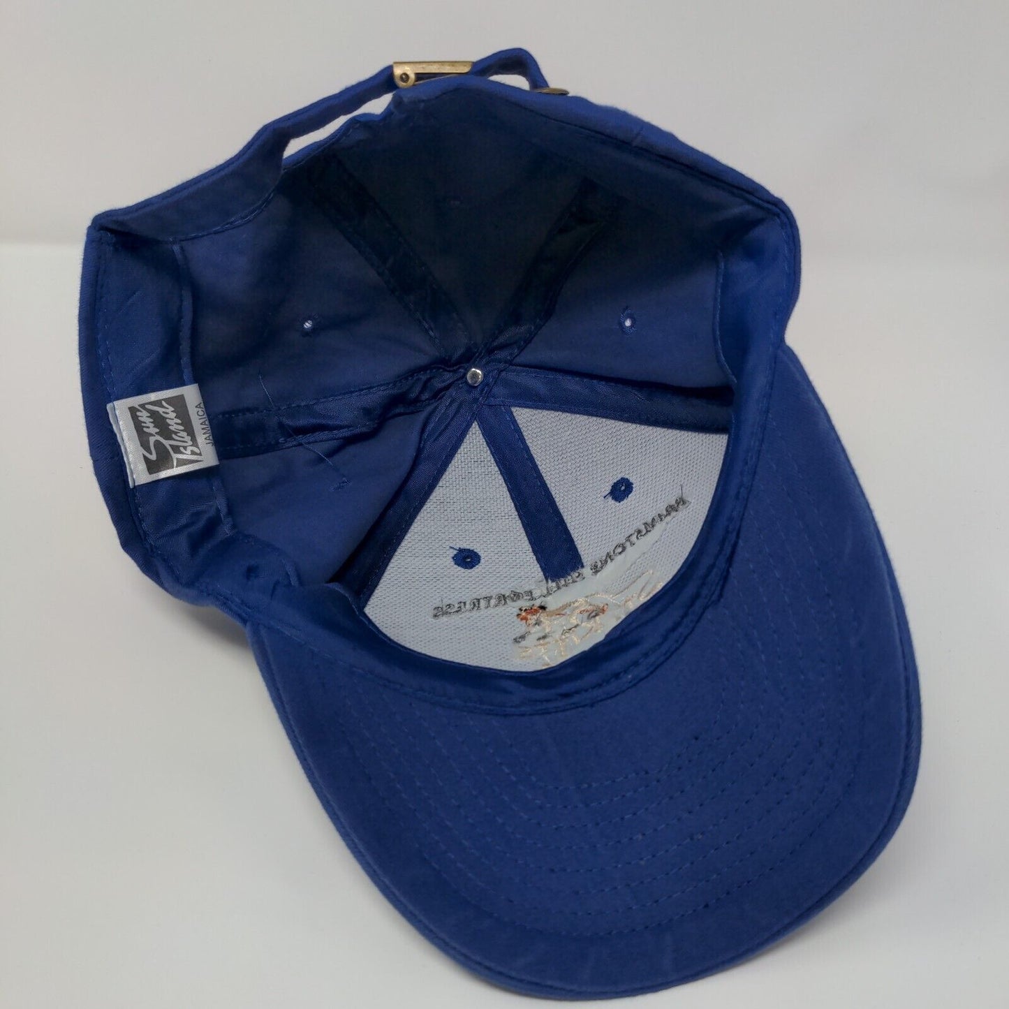 Brimstone Hill Fortress St Kitts Nevis Slideback Hat Blue OSFA Adjustable Cotton