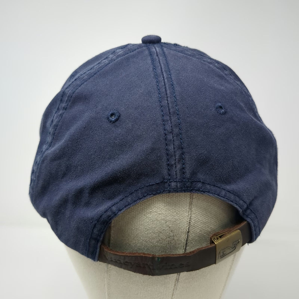 Vineyard Vines Baseball Cap Blue One Size Gingham Whale Leather Slideback Hat