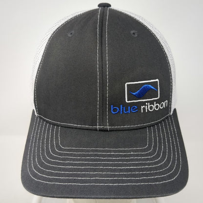 Richardson Trucker Hat Gray One Size Blue Ribbon Mesh Back Snapback Embroidered
