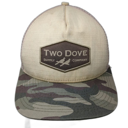 Two Dove Supply Company Trucker Hat Beige Camo One Size Mesh Snapback
