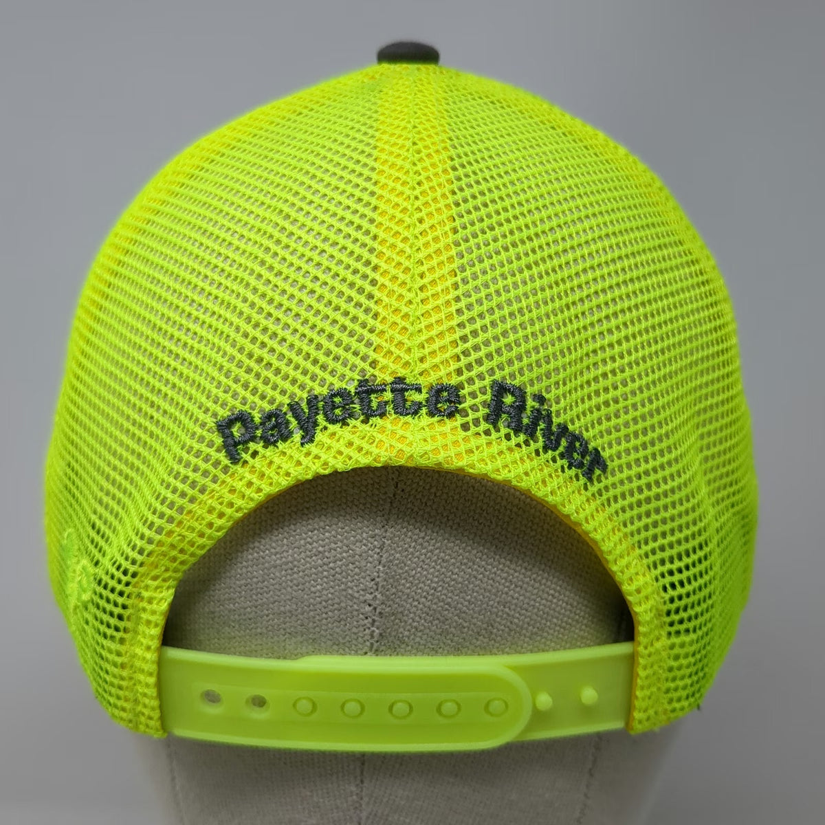 Vie Trucker Hat Gray Yellow OSFM Snapback Idaho Payette River Raft Kayak Mesh