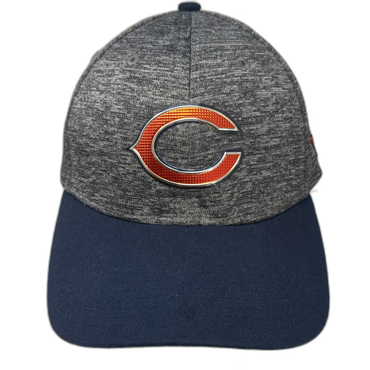 Chicago Bears NFL New Era Cap Gray Blue Orange XL 39THIRTY Graphic Underbrim Hat