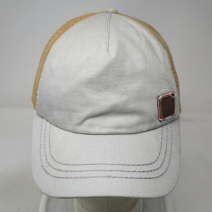 Roxy 5 Panel Gray Hat OSFM Woven Straw Back Floral Under Brim Strapback Patch