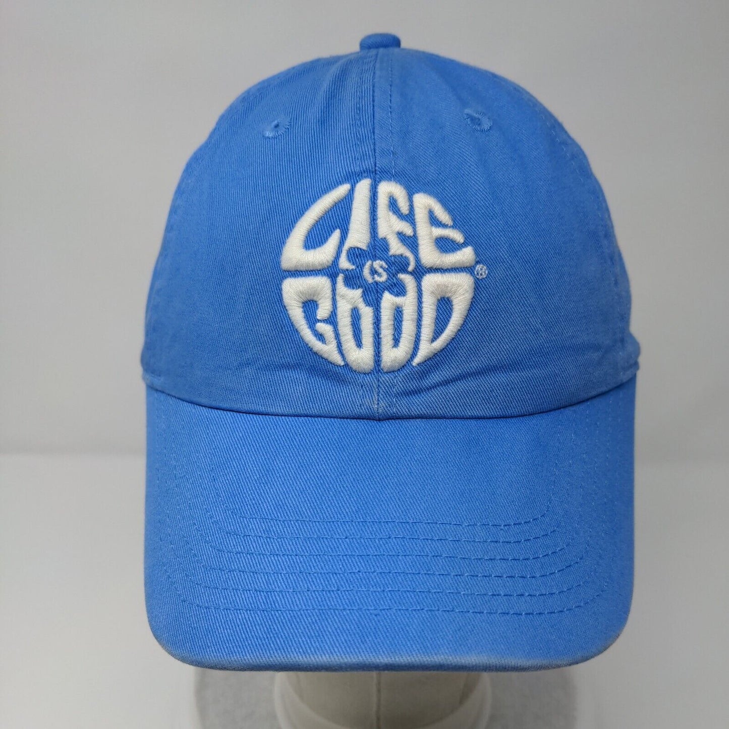 Life is Good Slideback Hat Blue OSFA Adjustable Embroidered 6 Panel Cotton