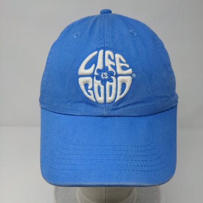 Life is Good Slideback Hat Blue OSFA Adjustable Embroidered 6 Panel Cotton