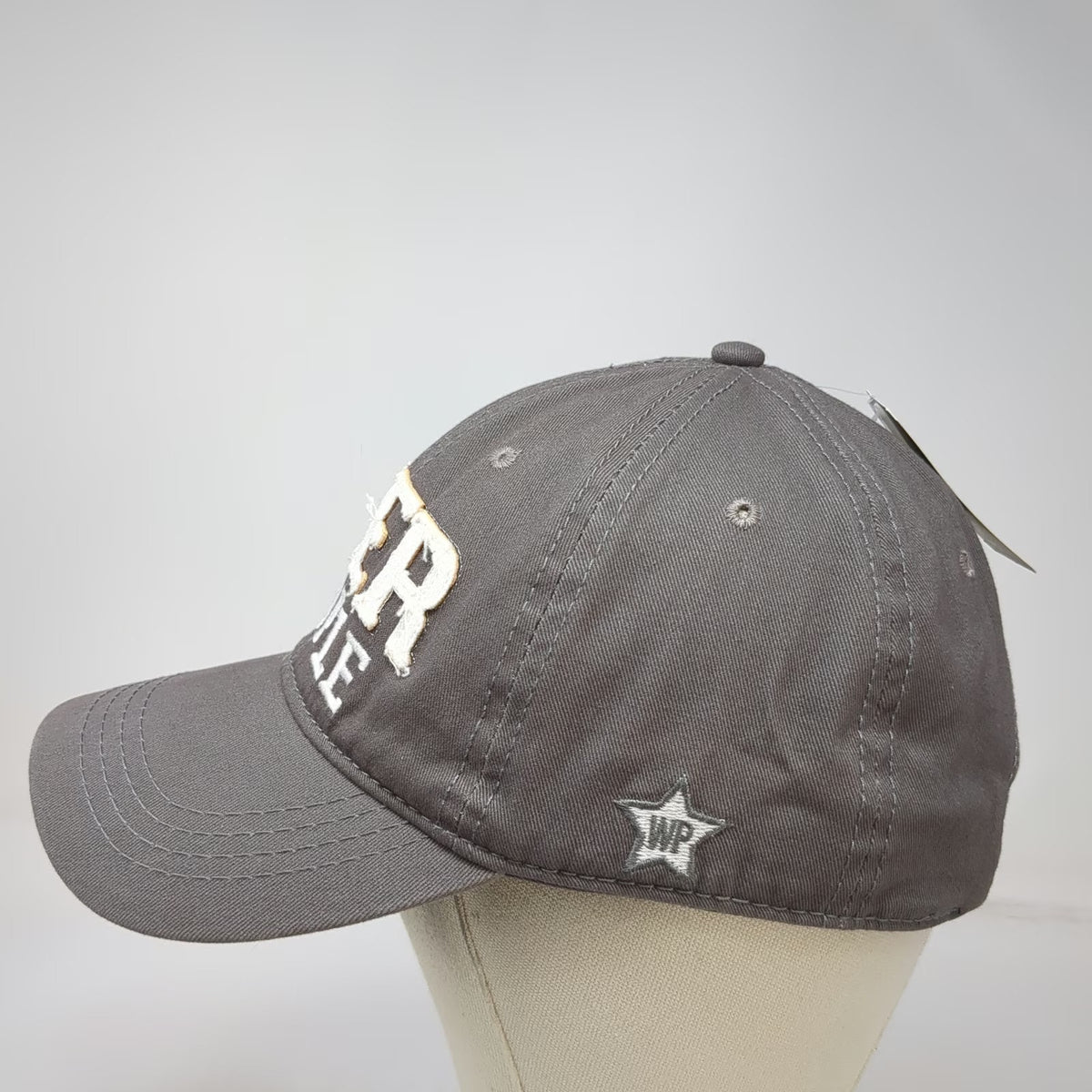 We People Baseball Cap Gray One Size Beer Patch Frayed Slideback Hat Underbrim