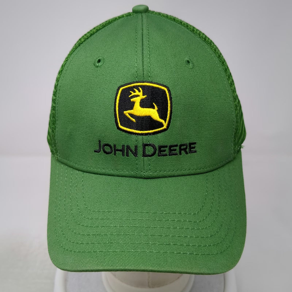 John Deere Trucker Hat Green One Size Mesh Snapback Embroidered Logo Farming