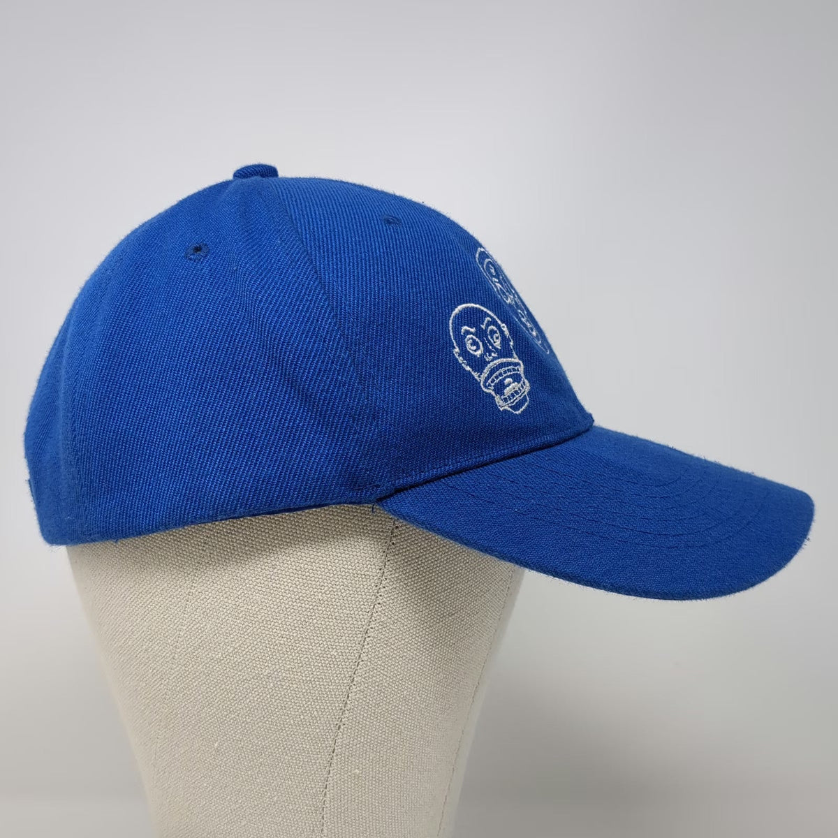Blue Baseball Cap One Size Embroidered Three Faces Graphic Abstract Art Hat