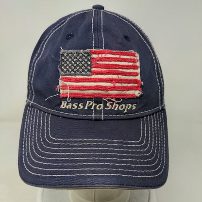 Bass Pro Shops American Flag Slideback Hat Blue One Size Embroidered