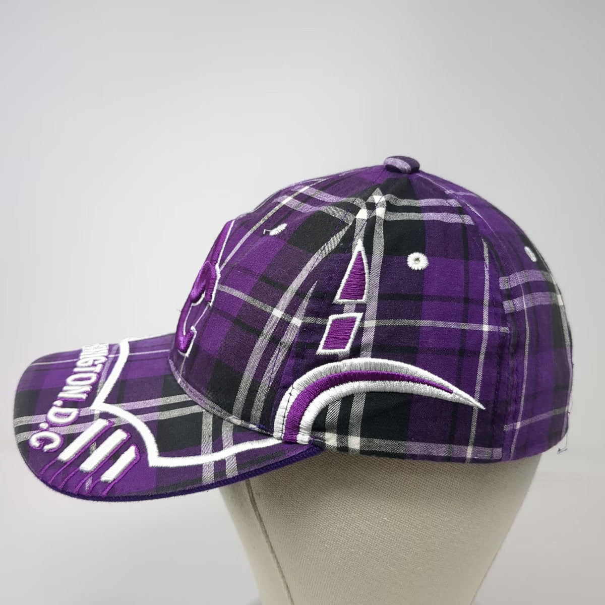 City Hunter Baseball Cap Purple One Size Plaid Interlocking DC Washington DC Hat