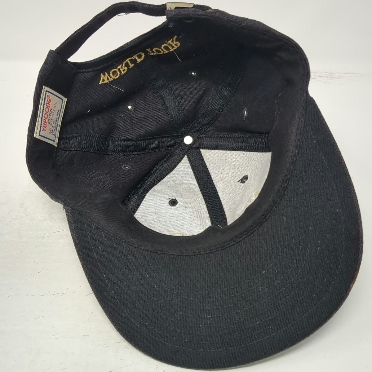 Yupoong Cap Gray World Tour Yanni Musician Concert Slideback Hat Vintage 90's