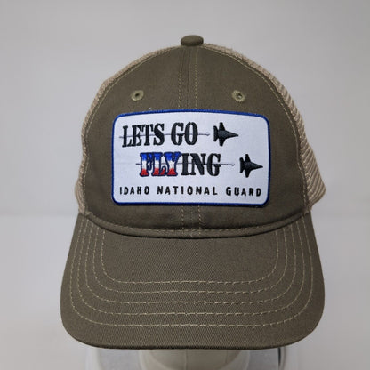 Let's Go Flying Idaho National Guard Snapback Trucker Hat Brown OS Mesh District