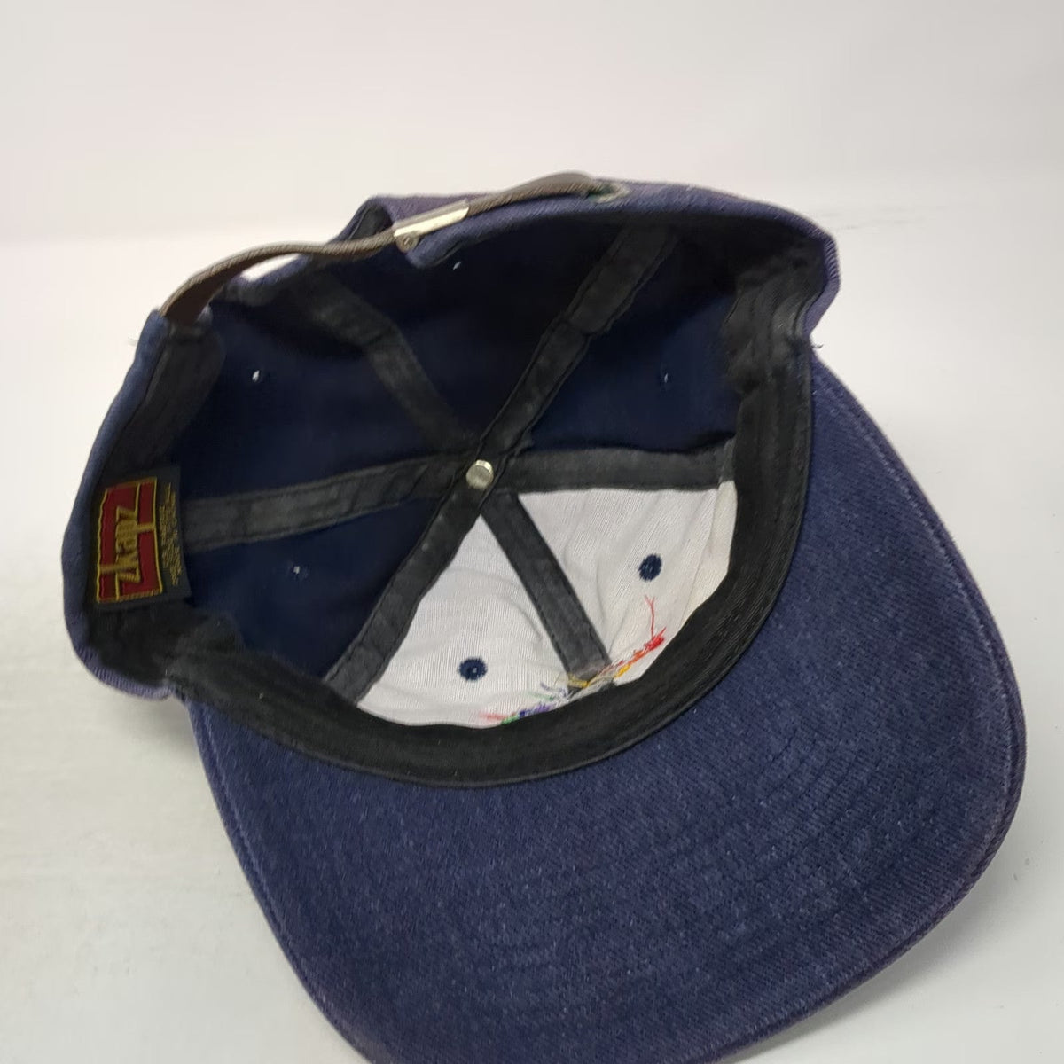zkapz Baseball Cap Blue One Size Rehoboth Rainbow Leather Strap Slideback hat