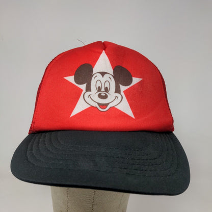 Disney Men's Snapback Mesh Back Hat Red Size OSFA Vintage Mickey Mouse Club