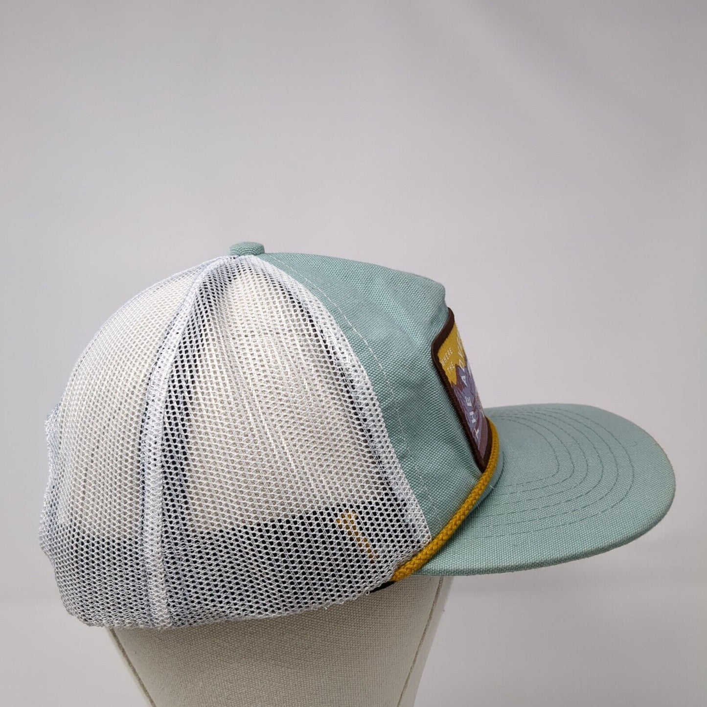 Adventure Begins Where The Road End Snapback Trucker Hat Green OS Mesh Back Rope