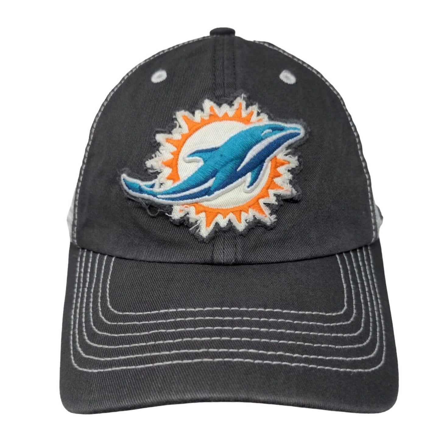 Miami Dolphins Fitted Mesh Back Hat NFL '47 Brand 3D Patch Logo Gray Size S-M
