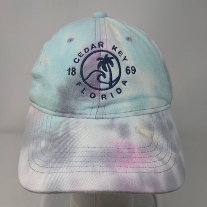 Cedar Key Florida 1869 Slideback Hat Multi One Size Embroidered Tie Dye