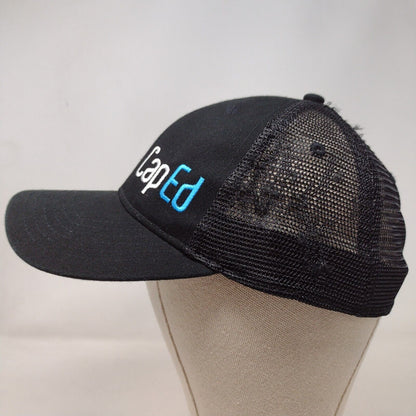 CapEd Fitted Mesh Back Trucker Hat Black L/XL Embroidered Solid